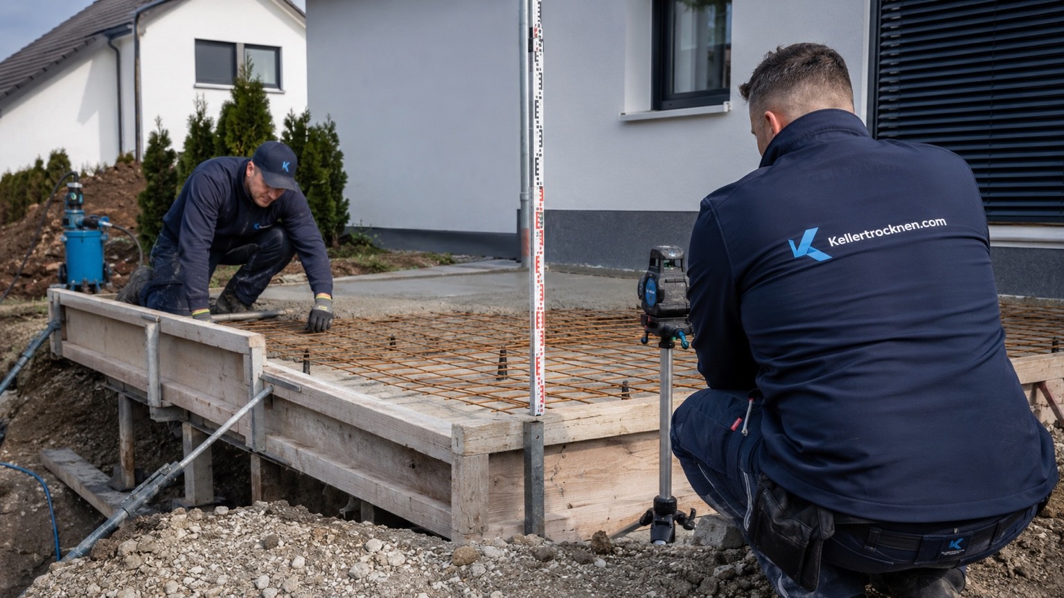 Betonfundament und Bodenplatte für ein Bauprojekt