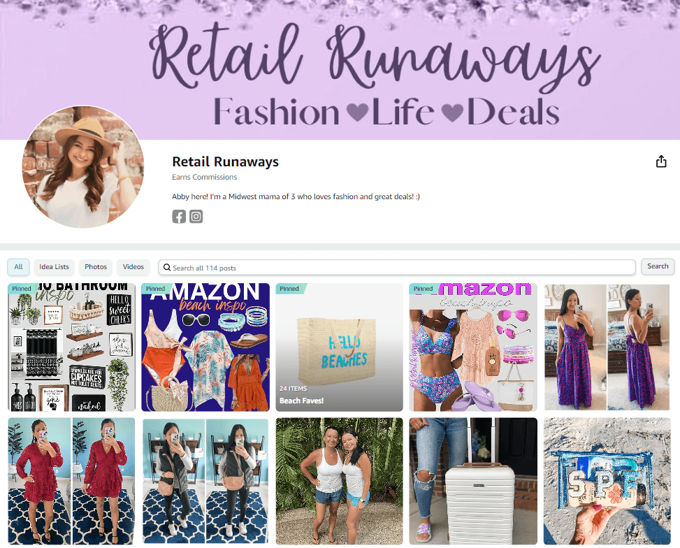 screenshot of influencer Abby Blabby’s amazon storefront