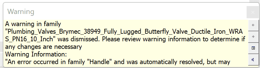 Revit warning when the family is loaded into a 2024 project.