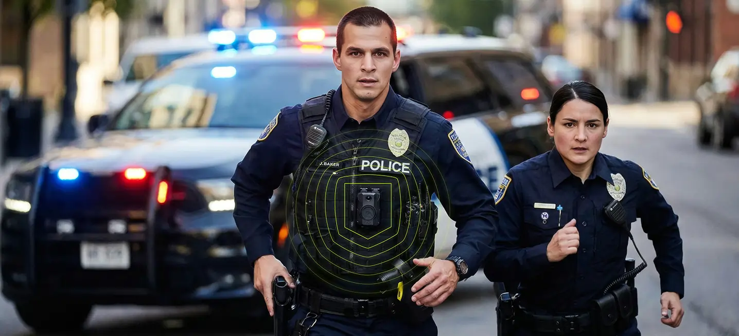 Officers in the line of duty wearing body cameras