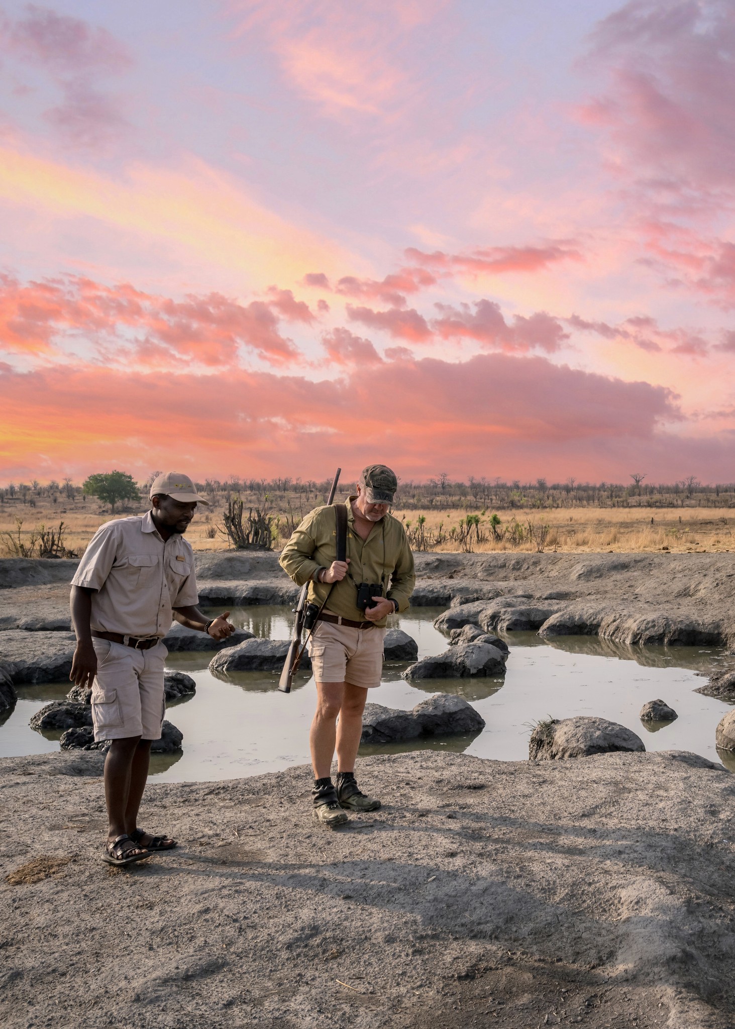 1. Main lounge and bar area at Amanzi Zambezi luxury tented camp, Lower Zambezi National Park, Zambia. 2. Scenic view of the Zambezi River from Amanzi Zambezi luxury tented camp, Lower Zambezi National Park, Zambia. 3. Luxury and style interior of lounge and bar at Amanzi Zambezi luxury tented camp, Lower Zambezi National Park, Zambia.