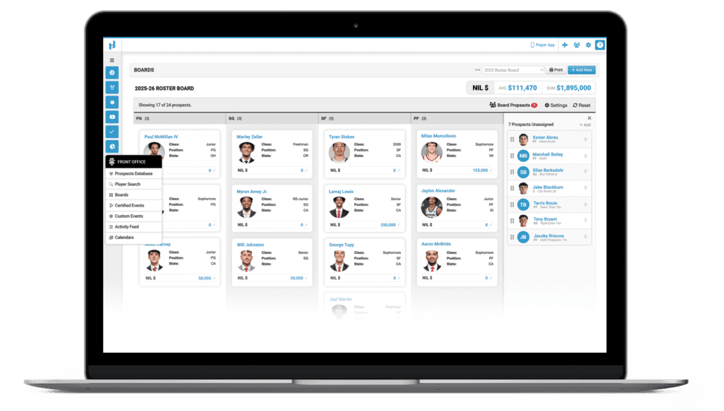 Front Office Suite Recruit Board view