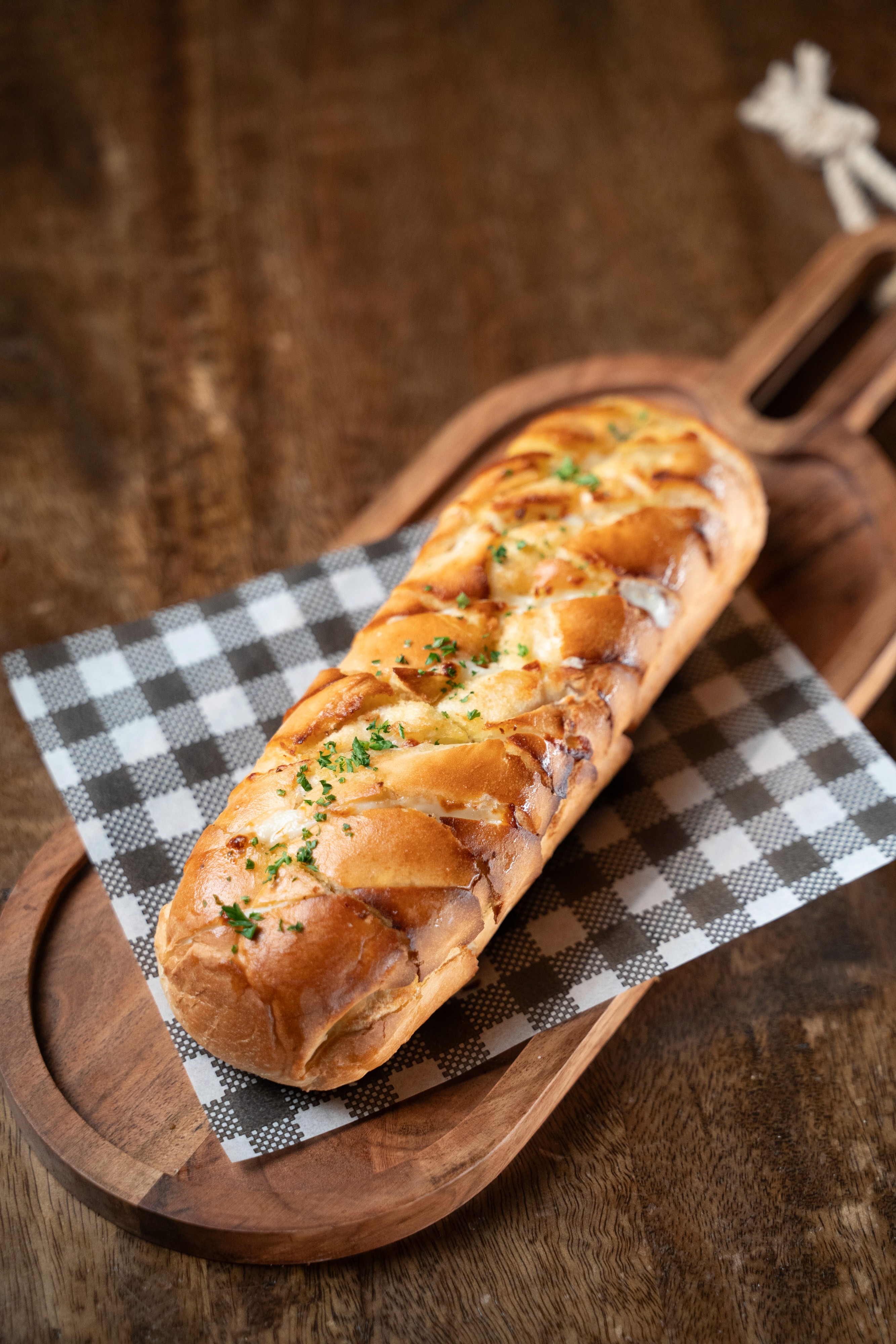 Cheesy Garlic Bread served in the Fortress Tavern