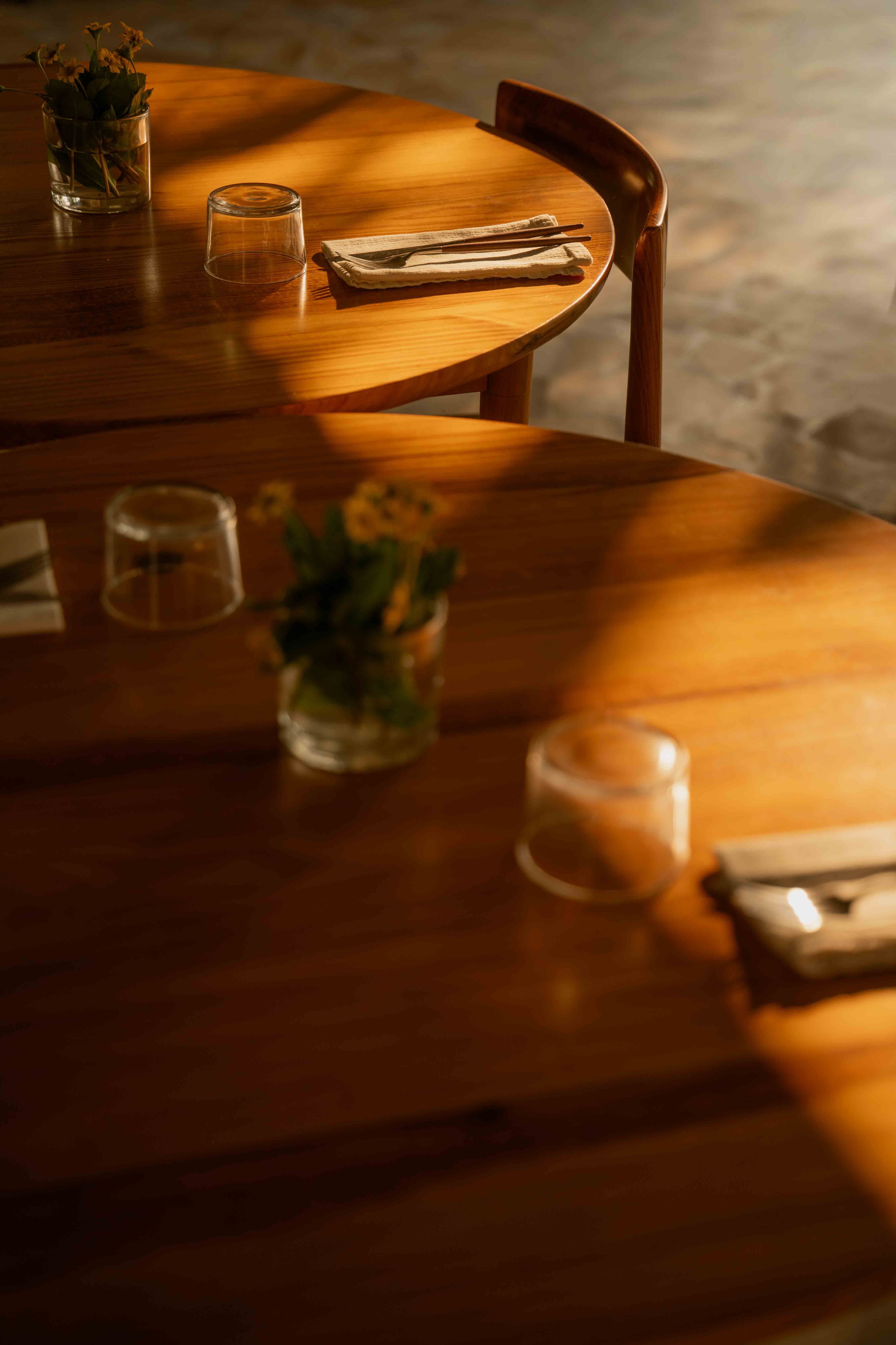 Shadow play with light on a dinning table 