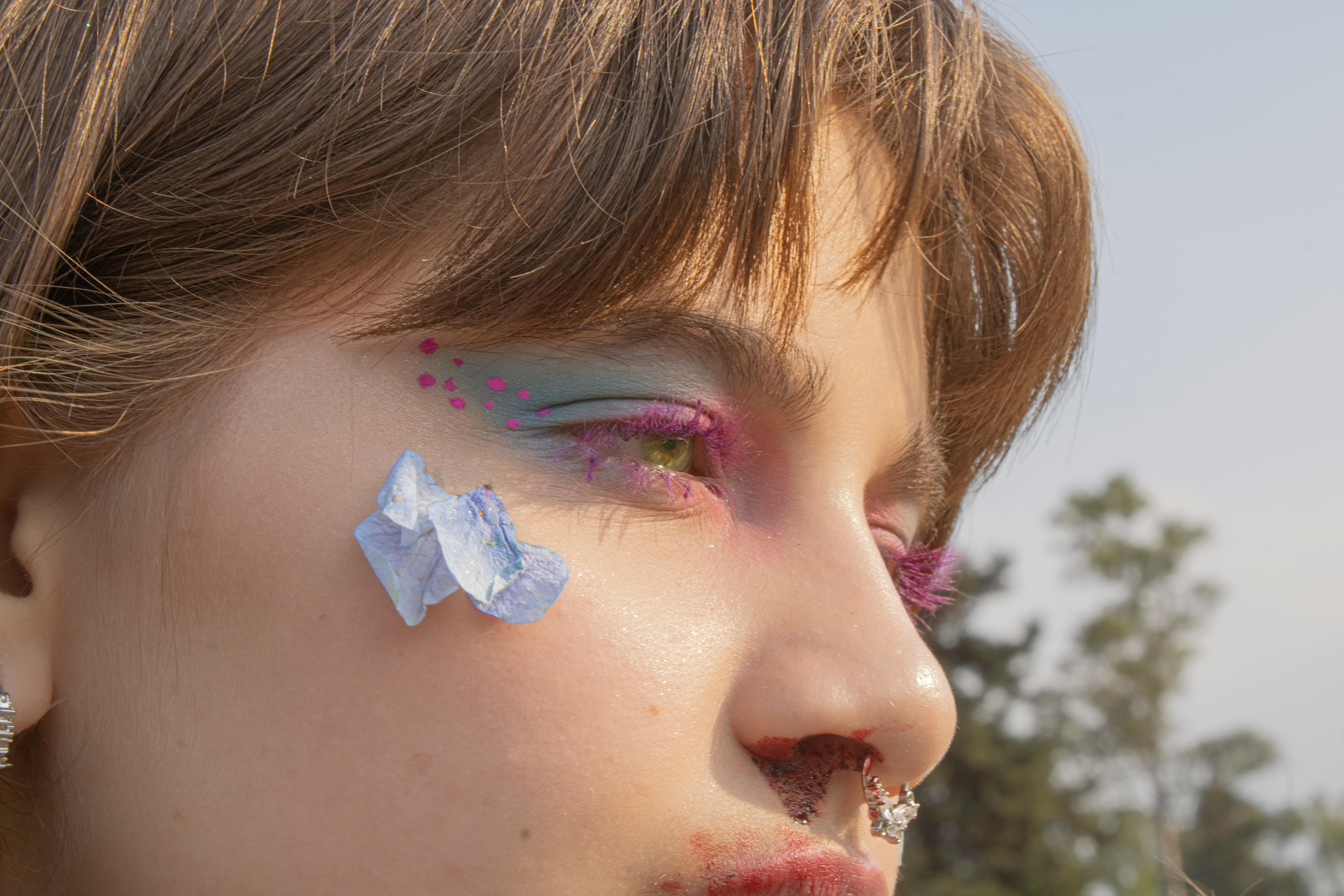 creative colorful lower lash line makeup look