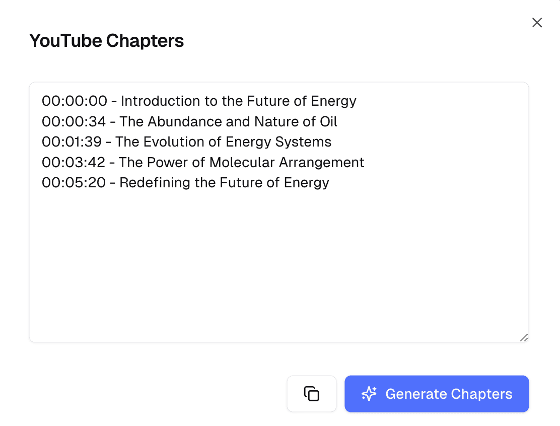 meeting summaries - youtube chapter