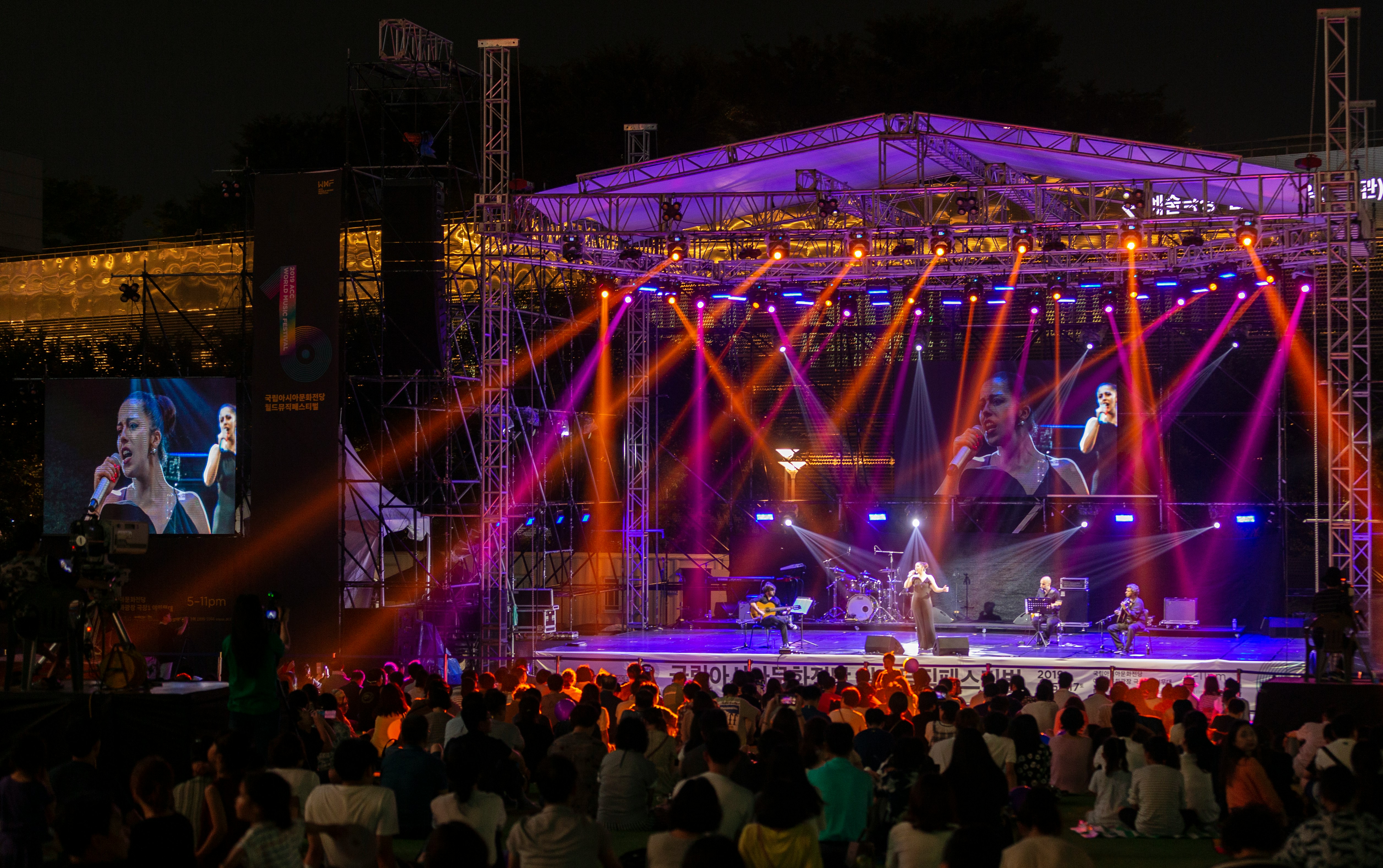 LED screen with light on concert scenario