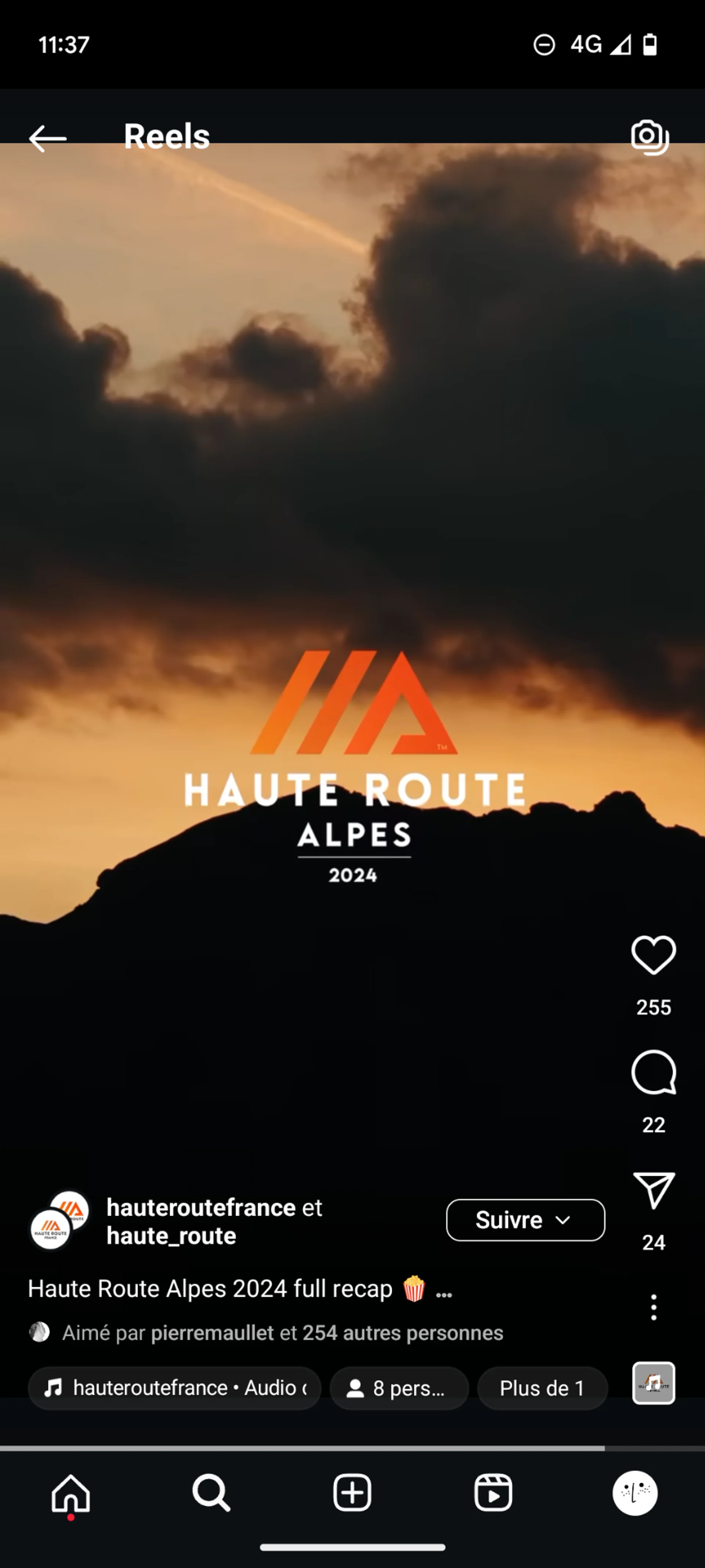 Vidéo récapitulative de la Haute Route Alpes 2024 – lever de soleil sur les montagnes françaises.