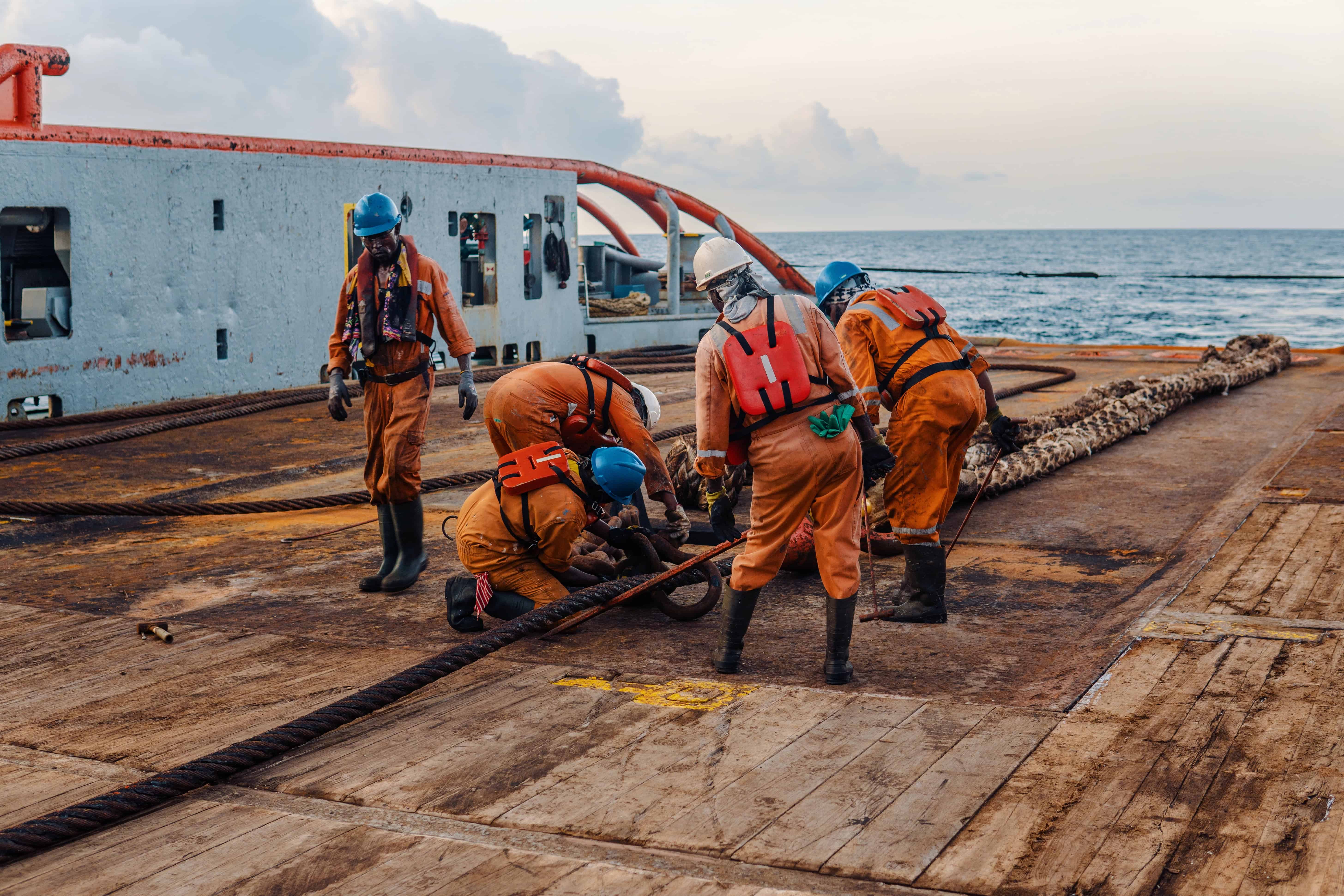 Crew anchor handling needing to work as a team and manage risks
