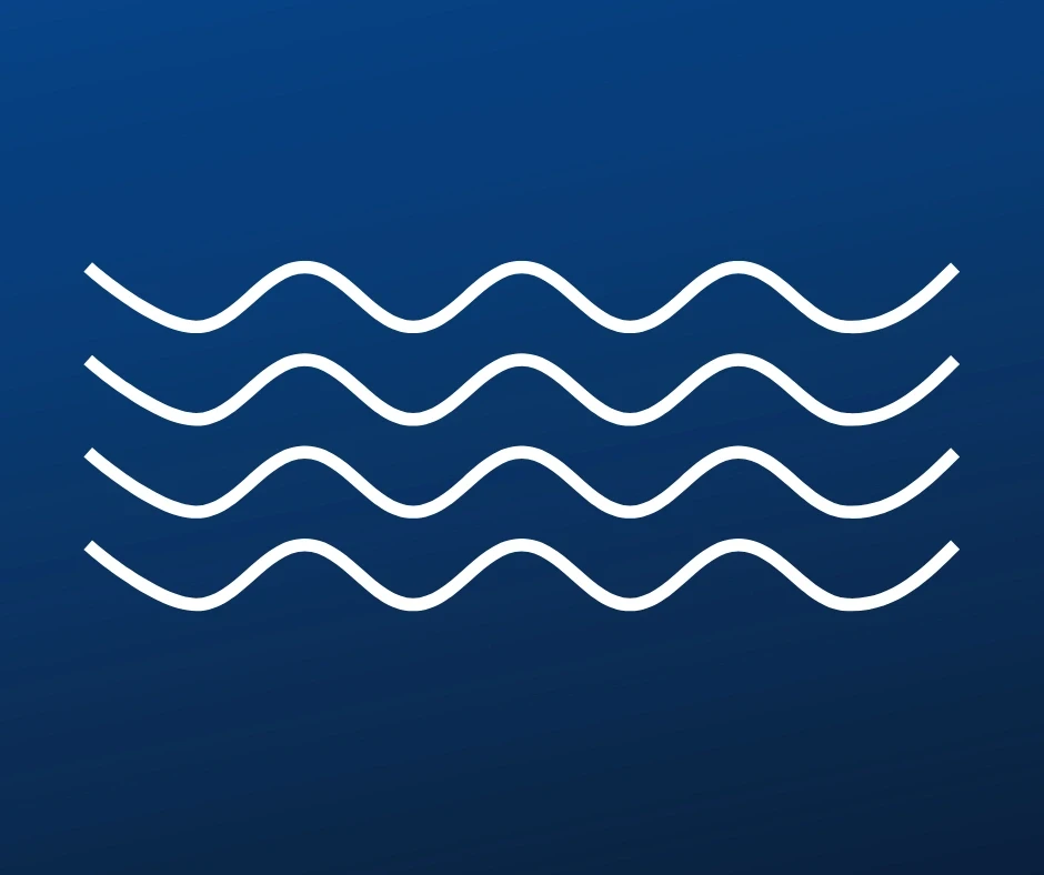 White wavy lines on a blue background, symbolizing waves, water, or movement. Clean, simple design element.