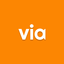 via logo on a bright orange background