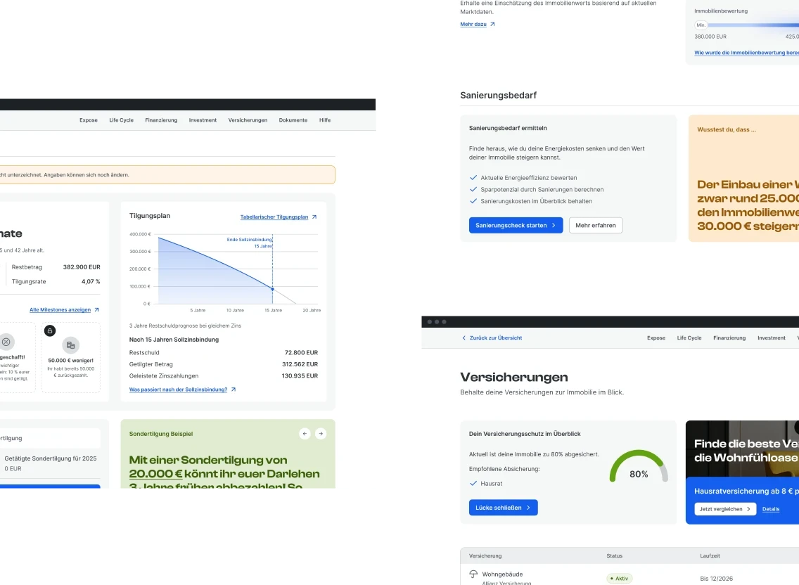 UI Dashboard Funktionen