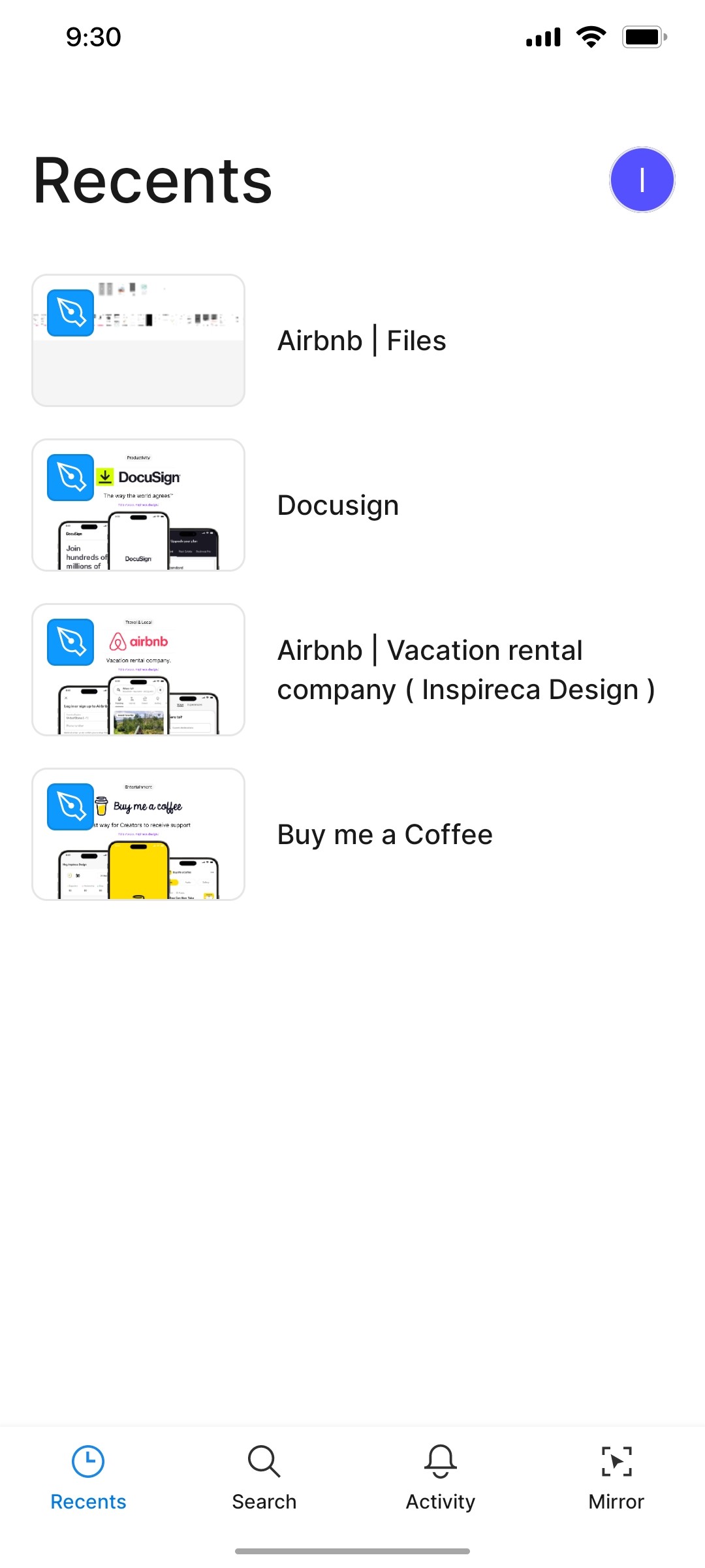 Figma app Home screen