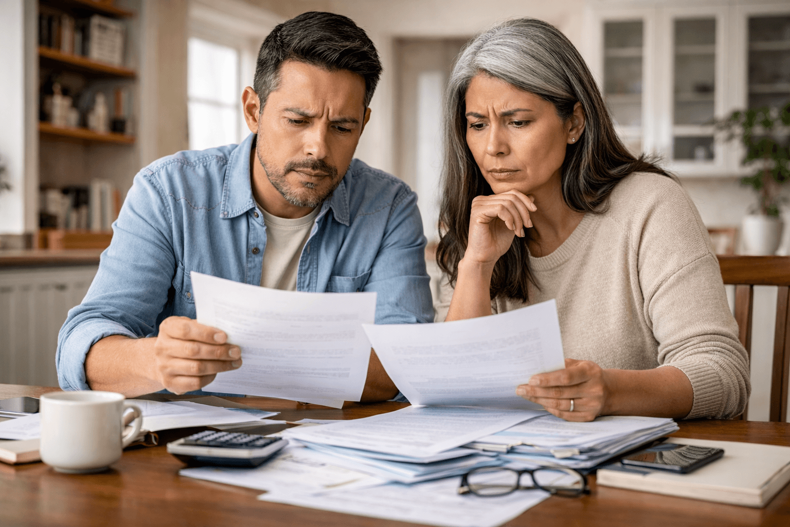 couple reviewing documents together