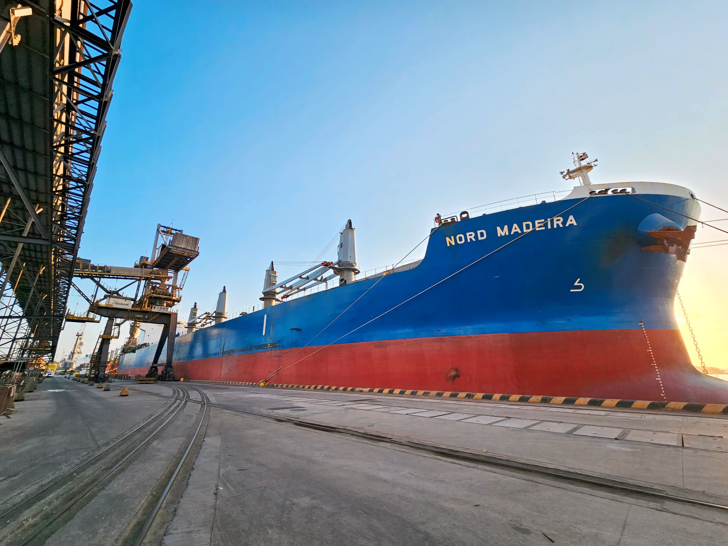 M/V Nord Madeira at Itaqui Port, after a successful cargo hold cleaning operation by Seachios® Marine Services and Deep Water Brazil. Ready for the next grain loading at the TEGRAM terminal.