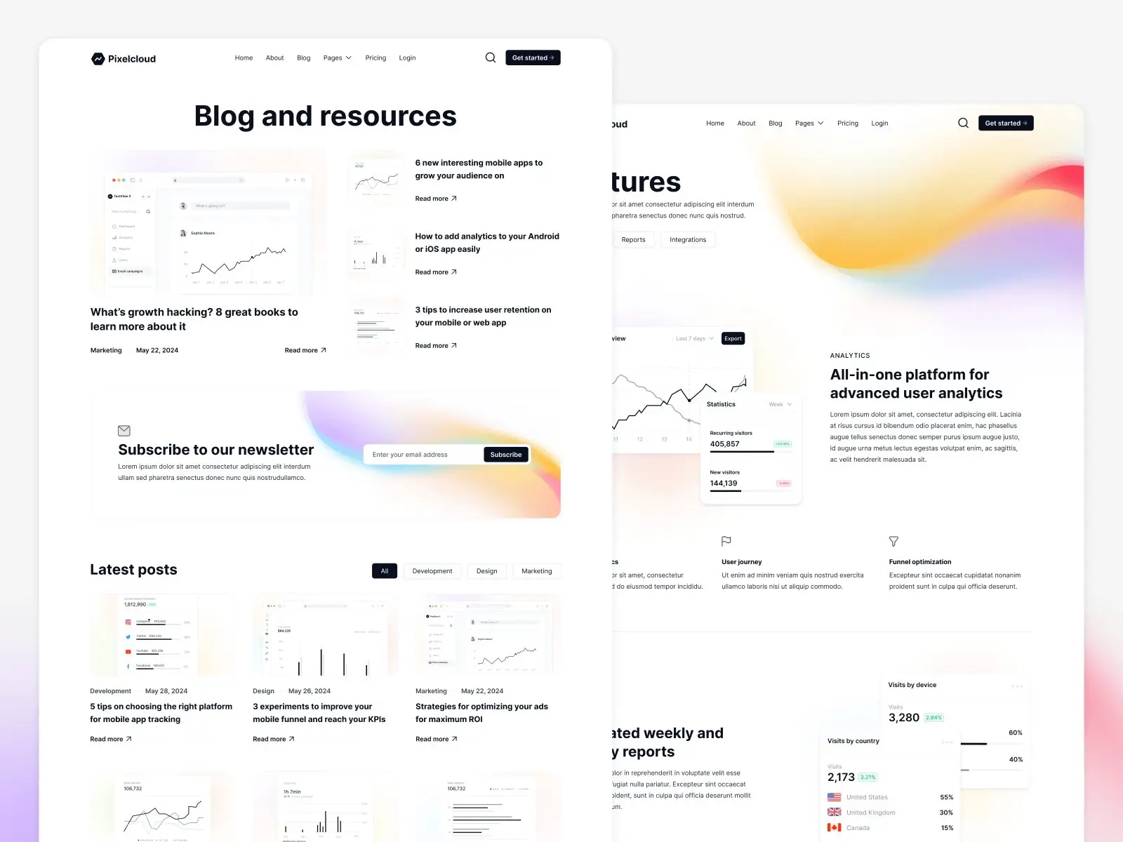 pixelcloud multi-layout tech & saas framer template