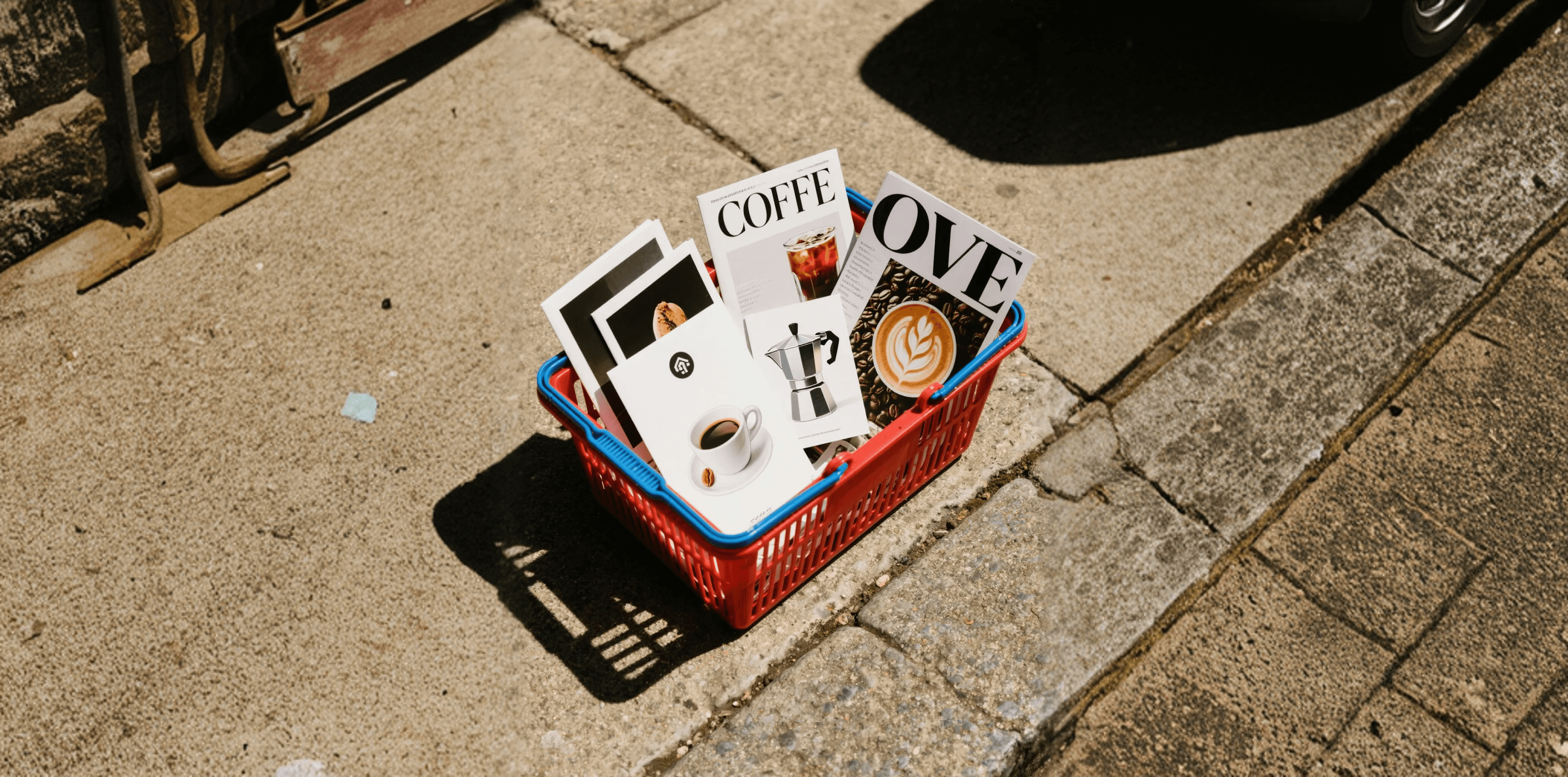 Image of a bundle of magazines in a basket