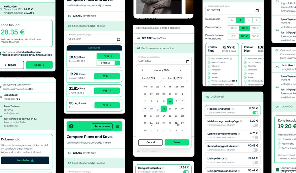 Mobile views of insurance company sales platform.