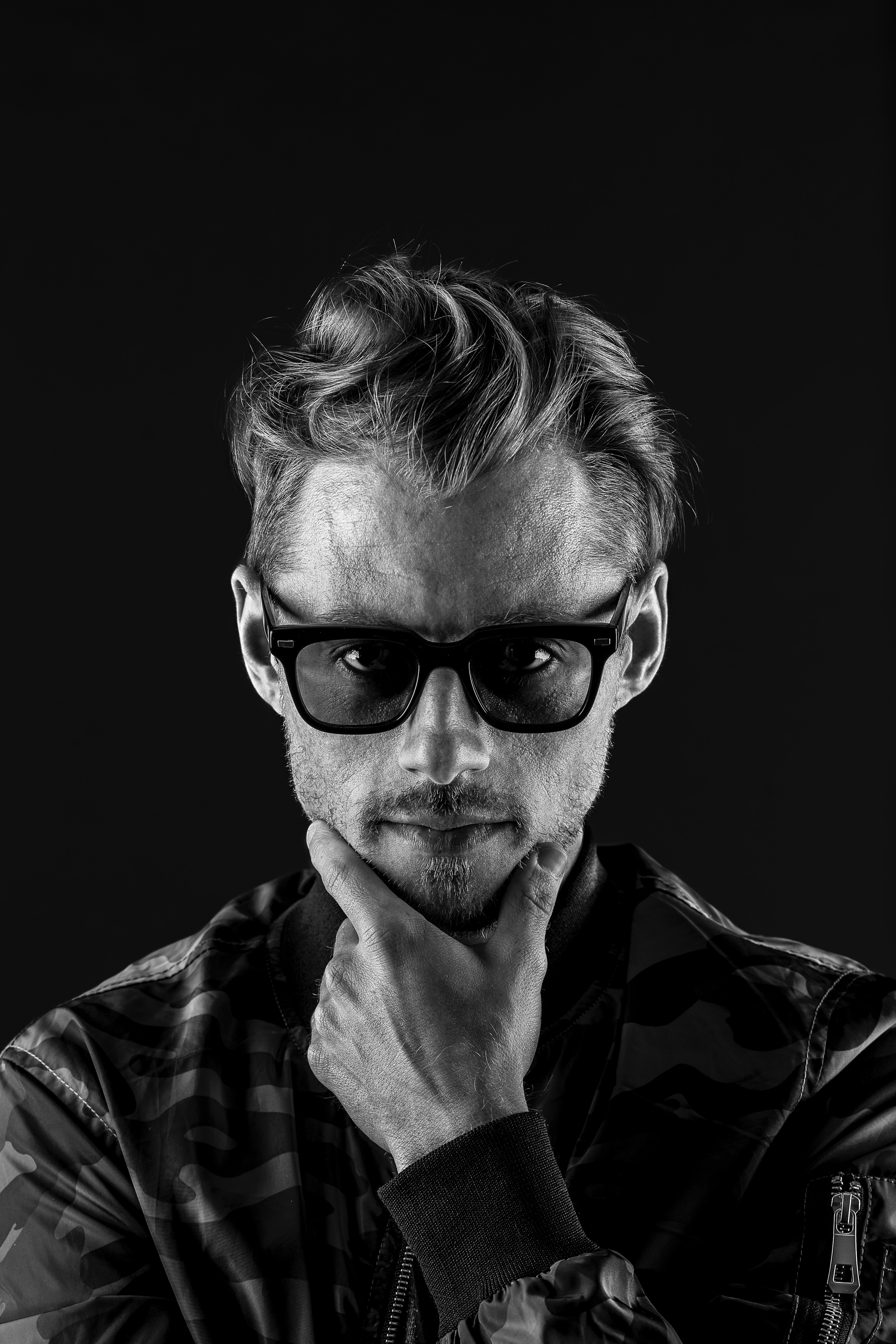 Black and white portrait of Jeremy Scott Foster