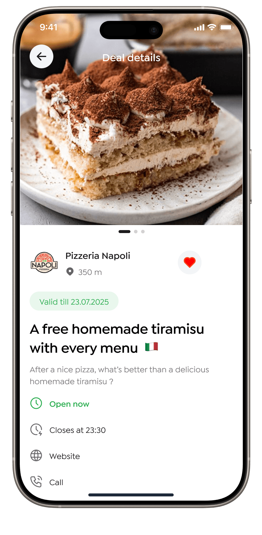 Smartphone screen showing PimPay app with active coupons and discounts for local shops