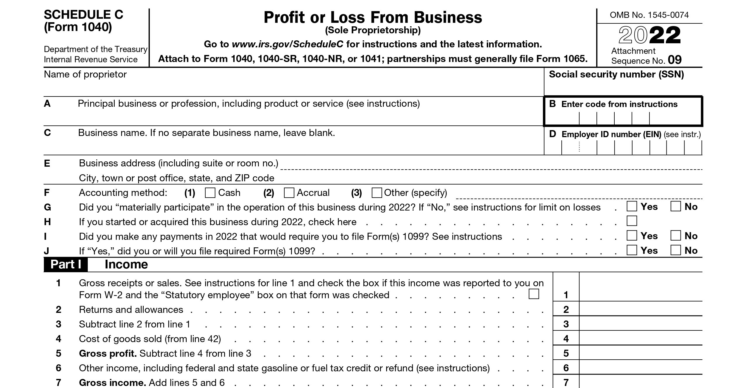 IRS Form 1040SC Part 1