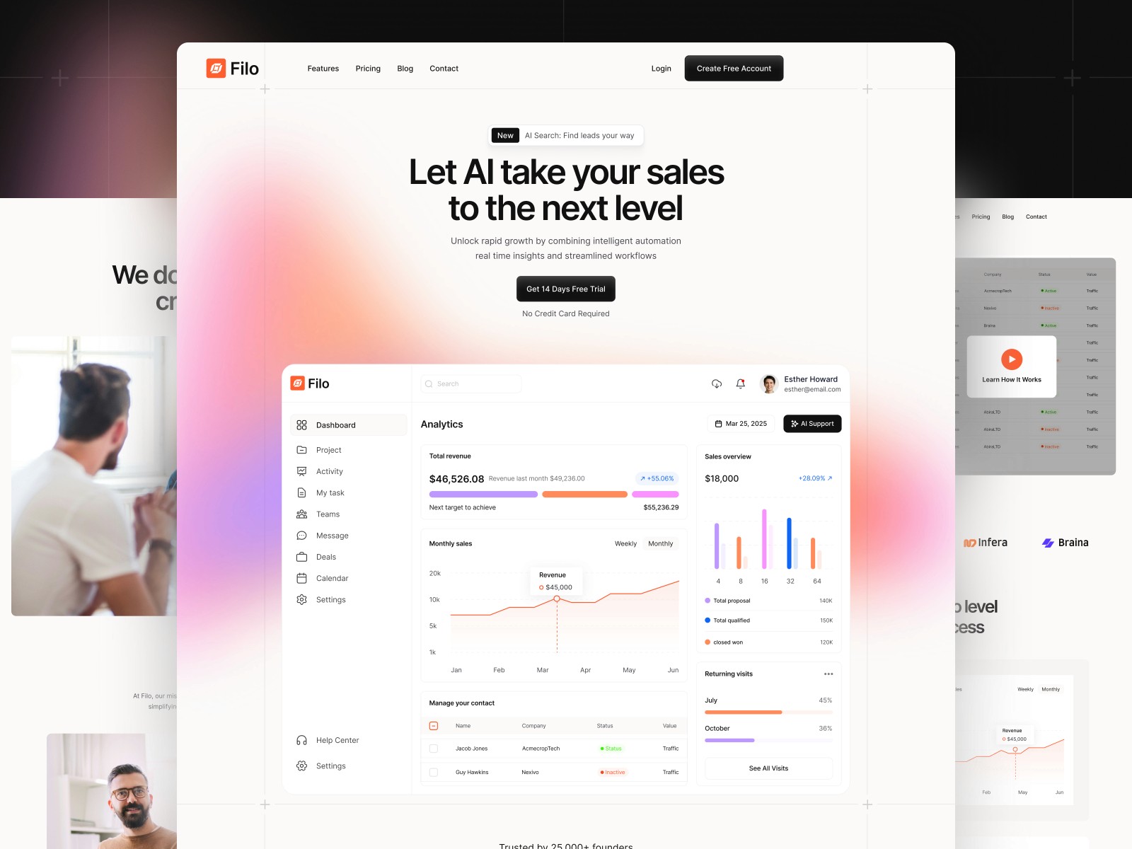 Filo — 现代专业 AI 产品官网设计灵感