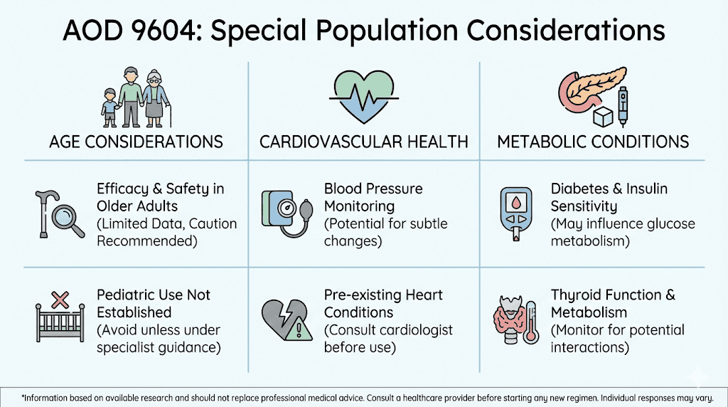 Special populations and AOD 9604 peptide safety considerations