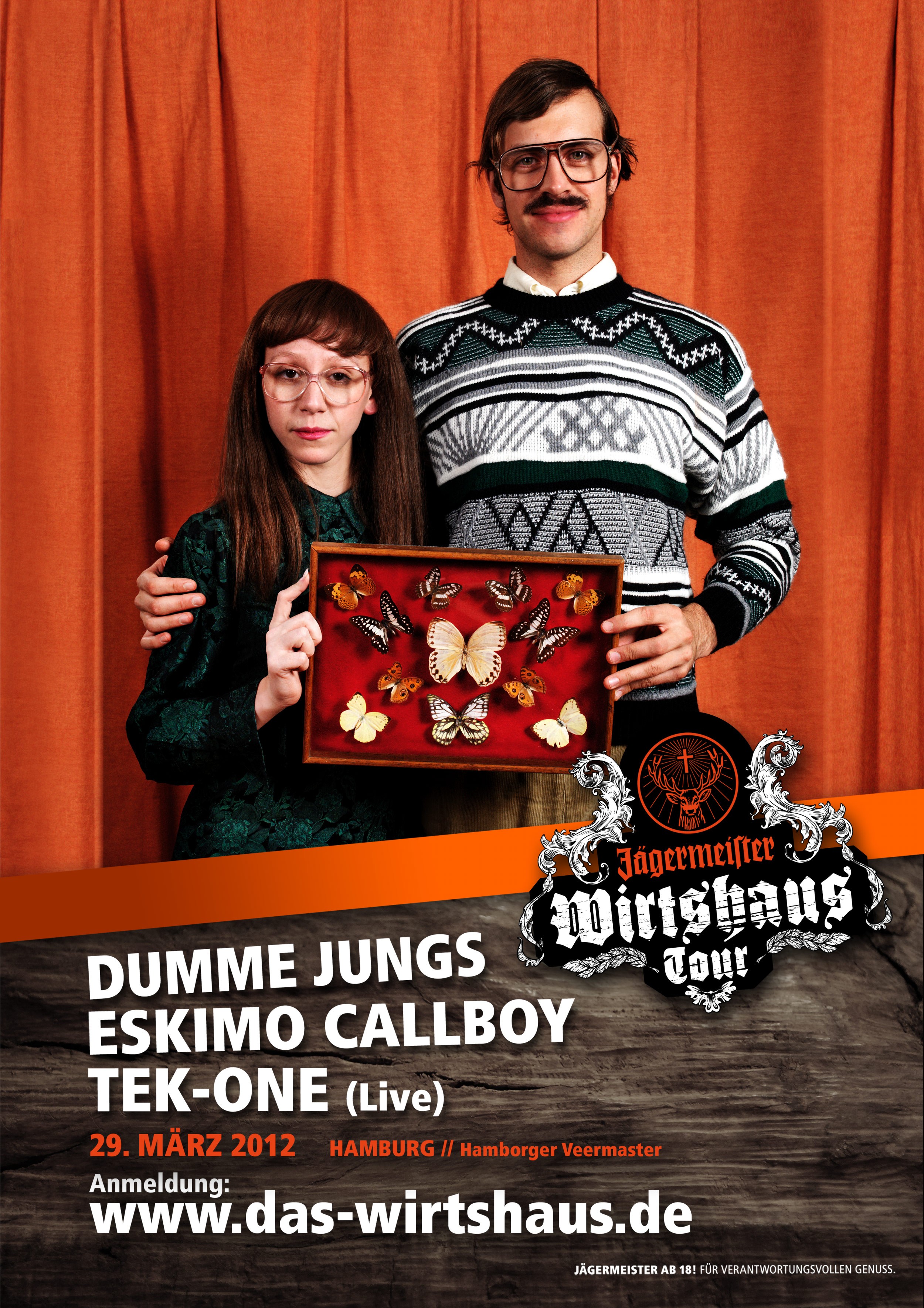 Plakatgestaltung für die Jägermeister Wirtshaus Tour – dynamisches Layout mit markanter Typografie und authentischem Look
