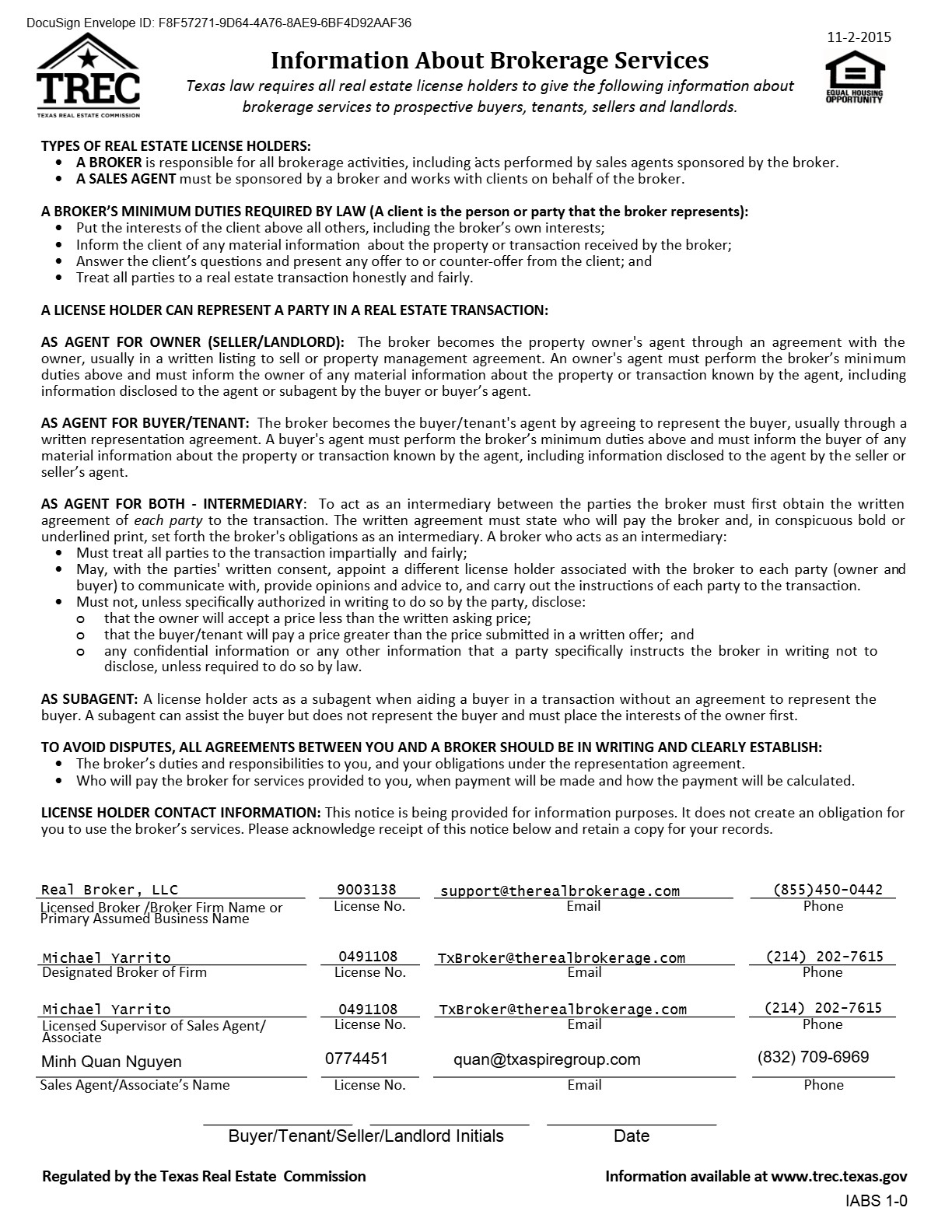 Texas Real Estate Commission Consumer Protection Notice-1