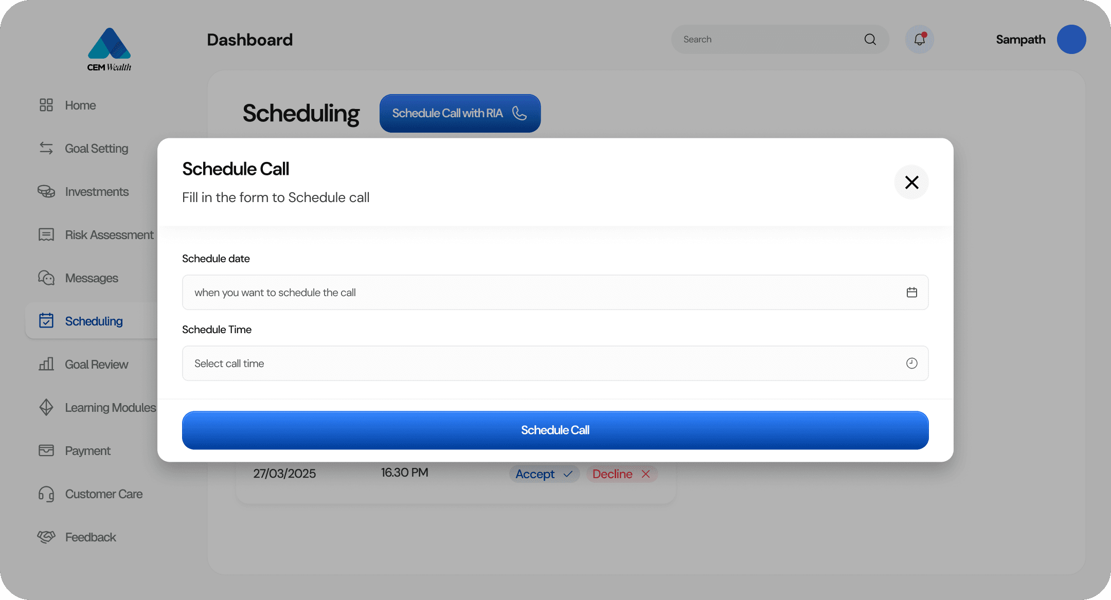 Form filling for call