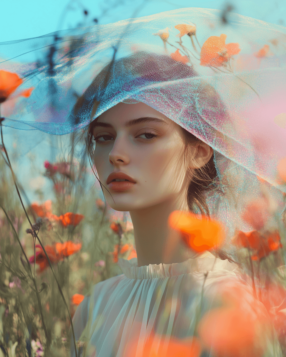 Womain in the flower garden