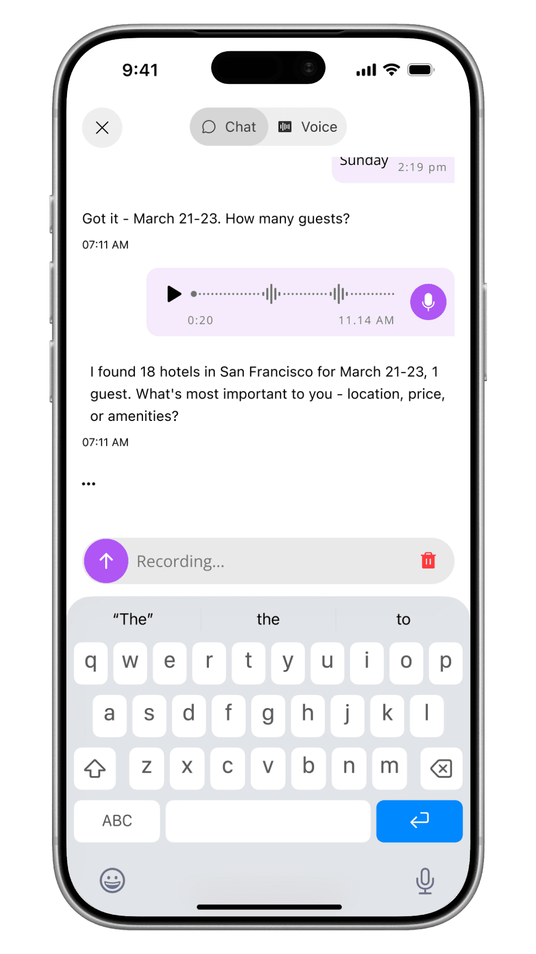AI Text chat interface