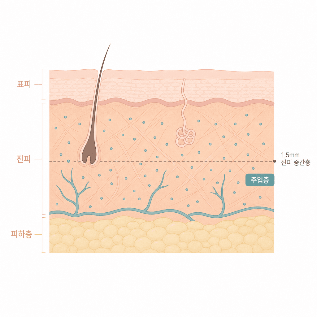 진피층에 폴리뉴클레오티드가 분포되는 리쥬란 주입 위치