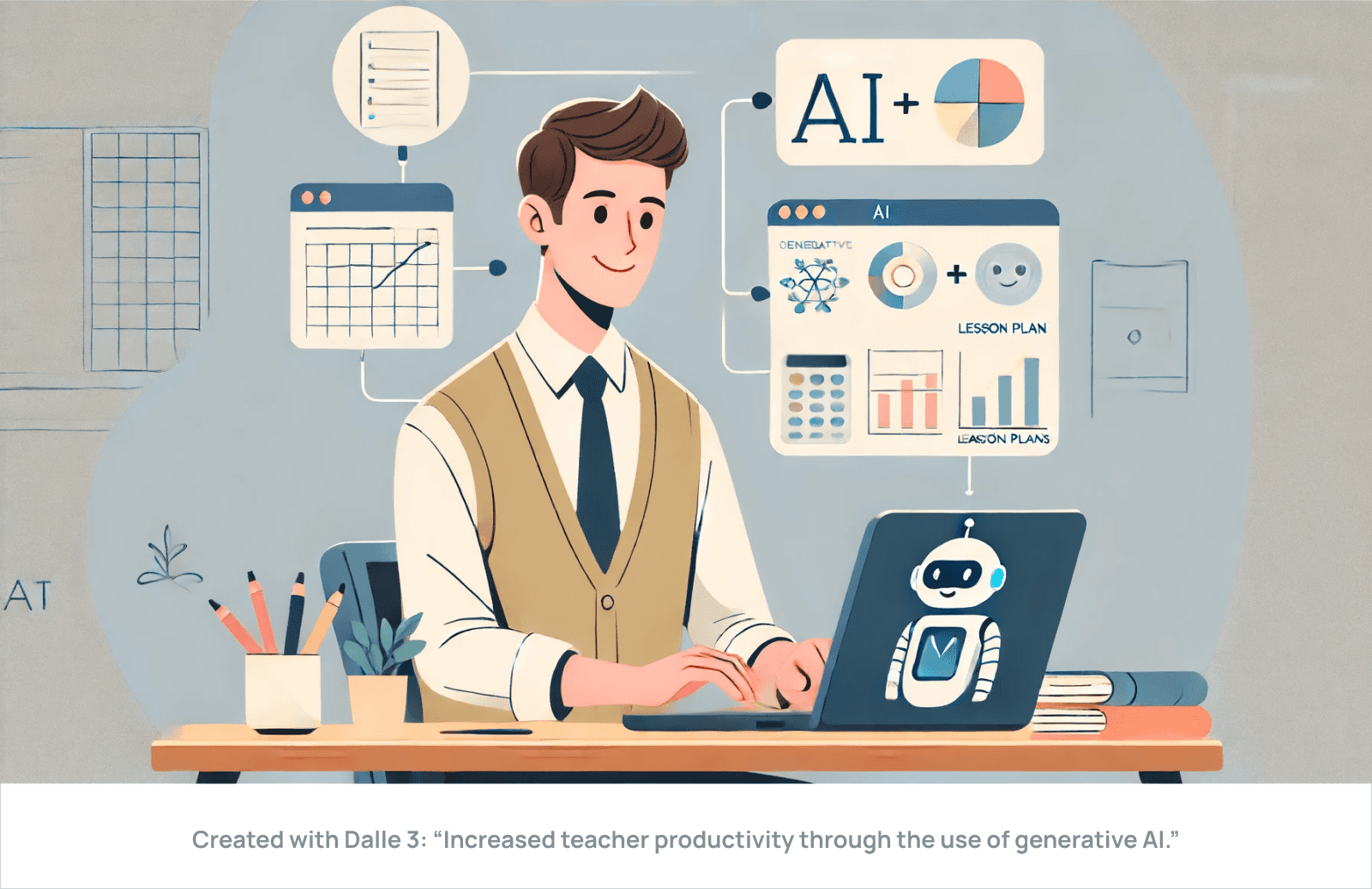 Created with Dalle 3: “Increased teacher productivity through the use of generative AI.”