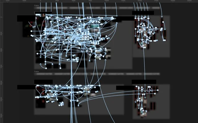 A funny photo of Figma nodes going crazy all over the place
