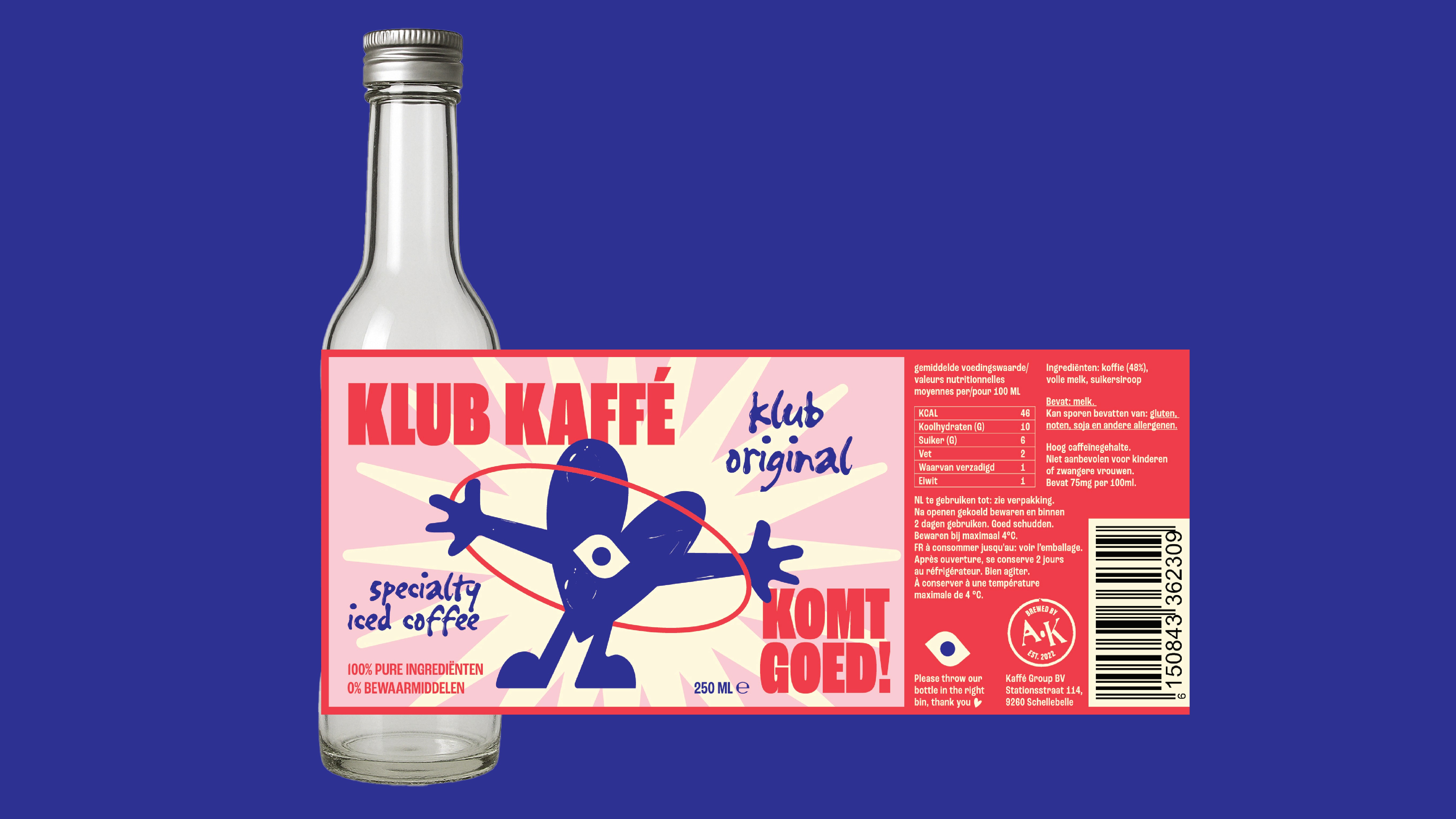 Klub Kaffé label packaging flesje ijskoffie
