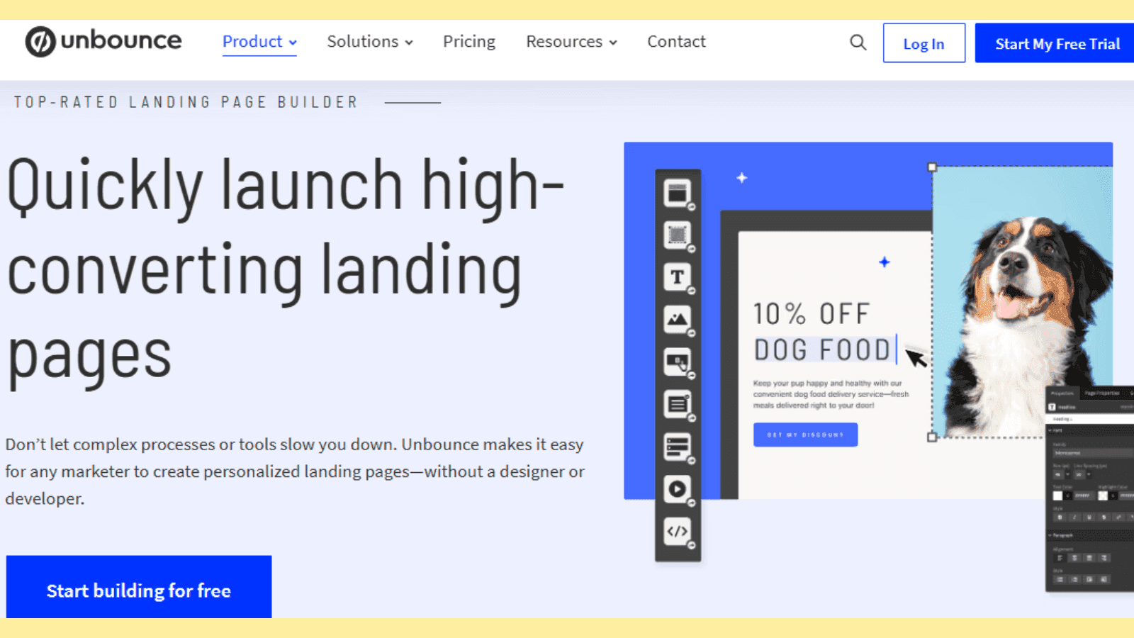 Unbounce AI landing page builder and optimization tool