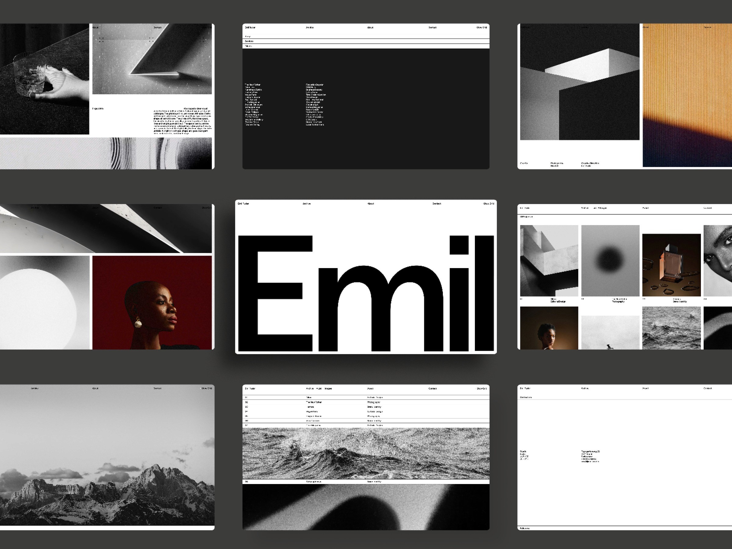 Swiss Style template pages arranged in a black-and-white grid