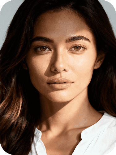 Classic female portrait with natural light, minimal and timeless aesthetic