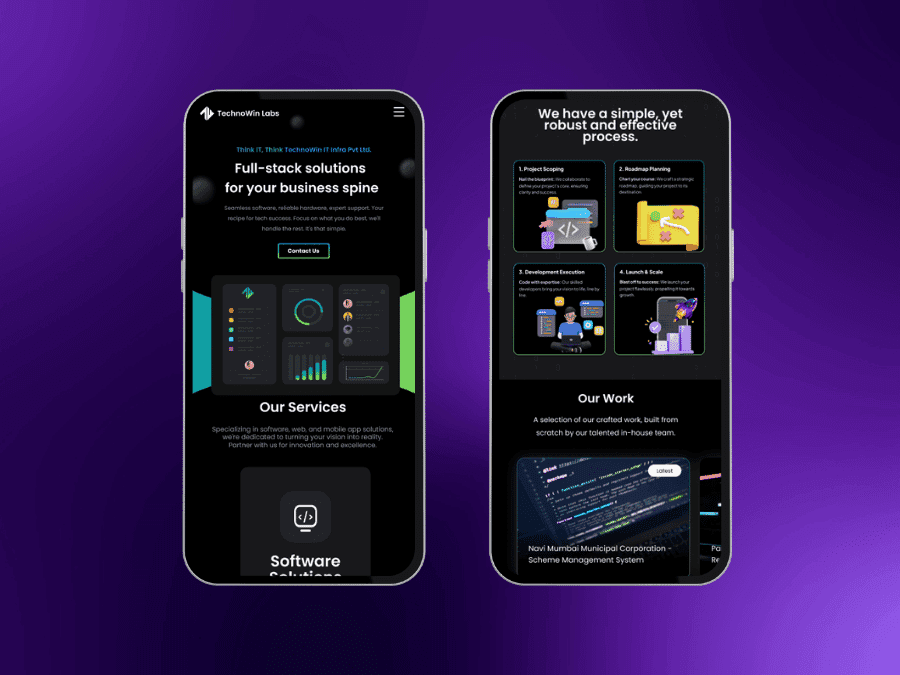 Technowin Website Mobile View