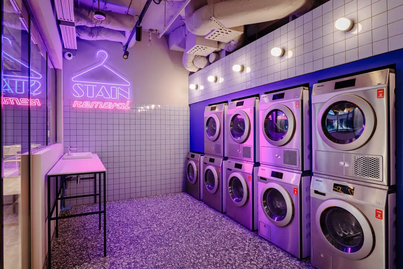On-site laundry room in modern student accommodation in Warsaw