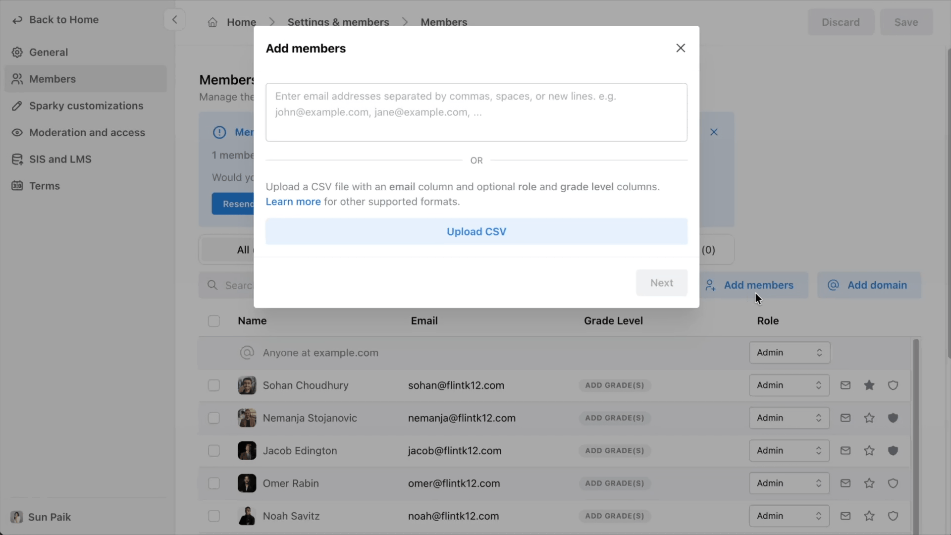Grade level CSV import and bulk assign
