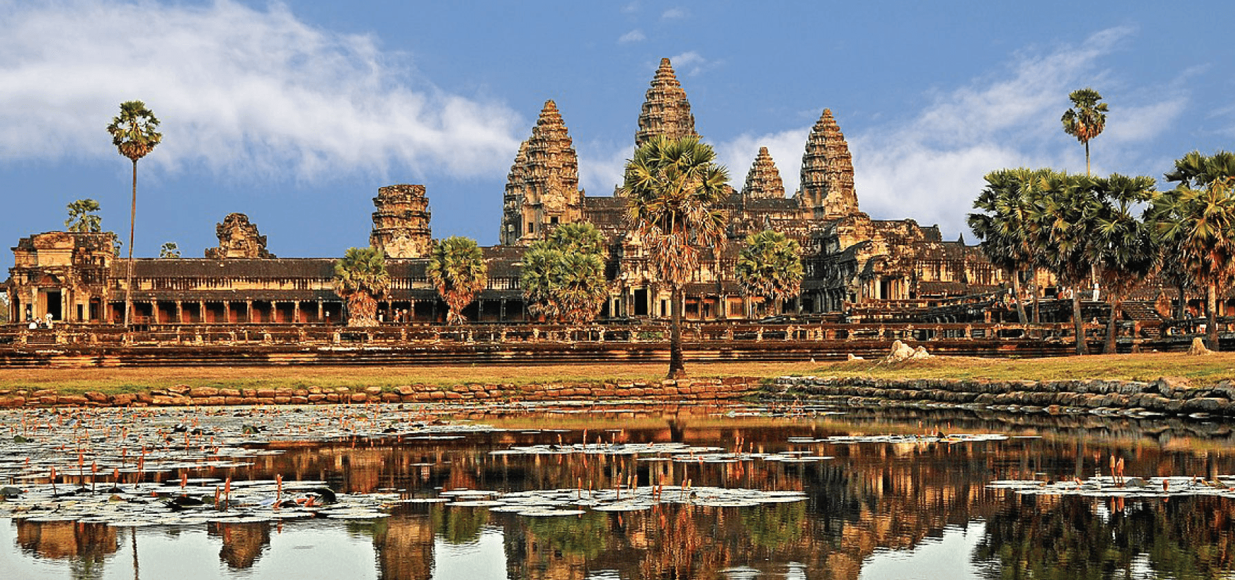 This image depicts the Angkor Wat temple located in Cambodia