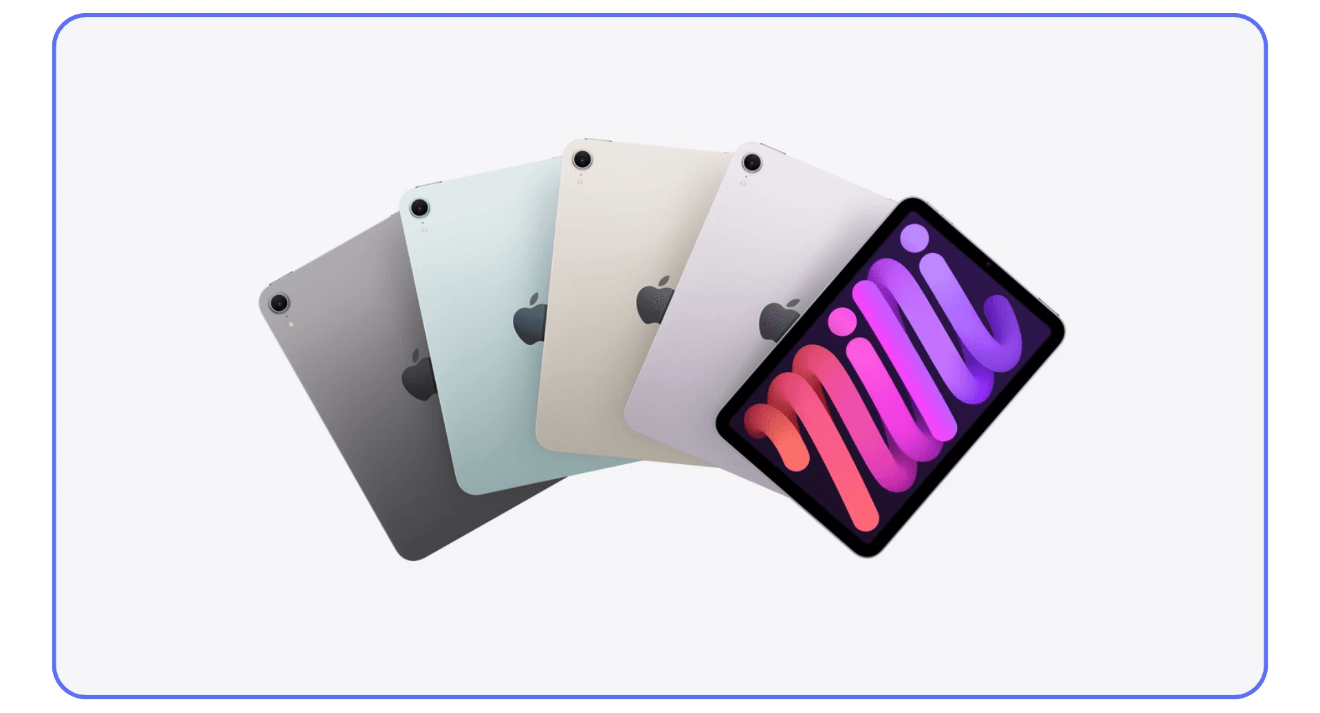 Different color options of Apple iPad mini shown for mobile 3D artists.