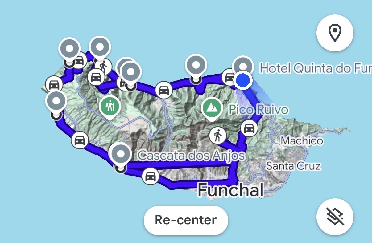 Three-day driving route around Madeira