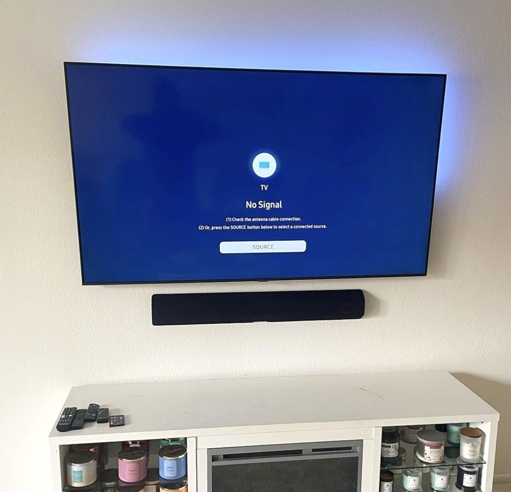 50 inch TV Mounted with soundbar and no wires