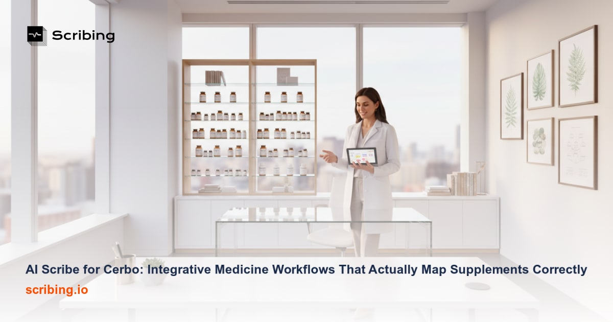 Corporate illustration representing AI scribe technology integrated with Epic EHR clinical documentation workflow