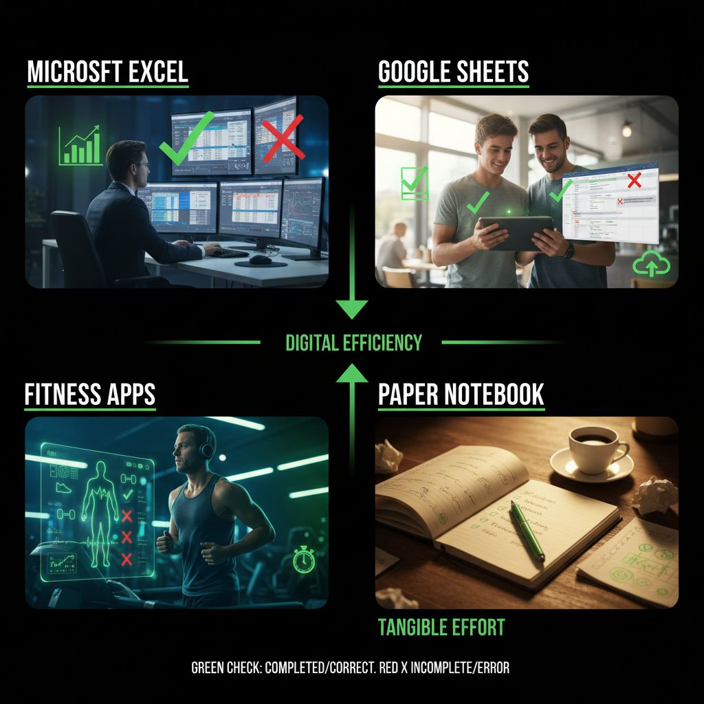 Visual comparison of workout tracking tools and methods