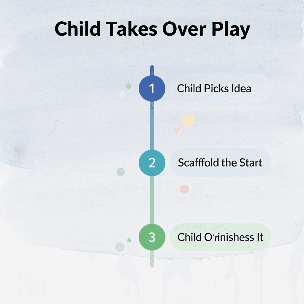 Numbered steps showing how a child progresses from idea to finished creation