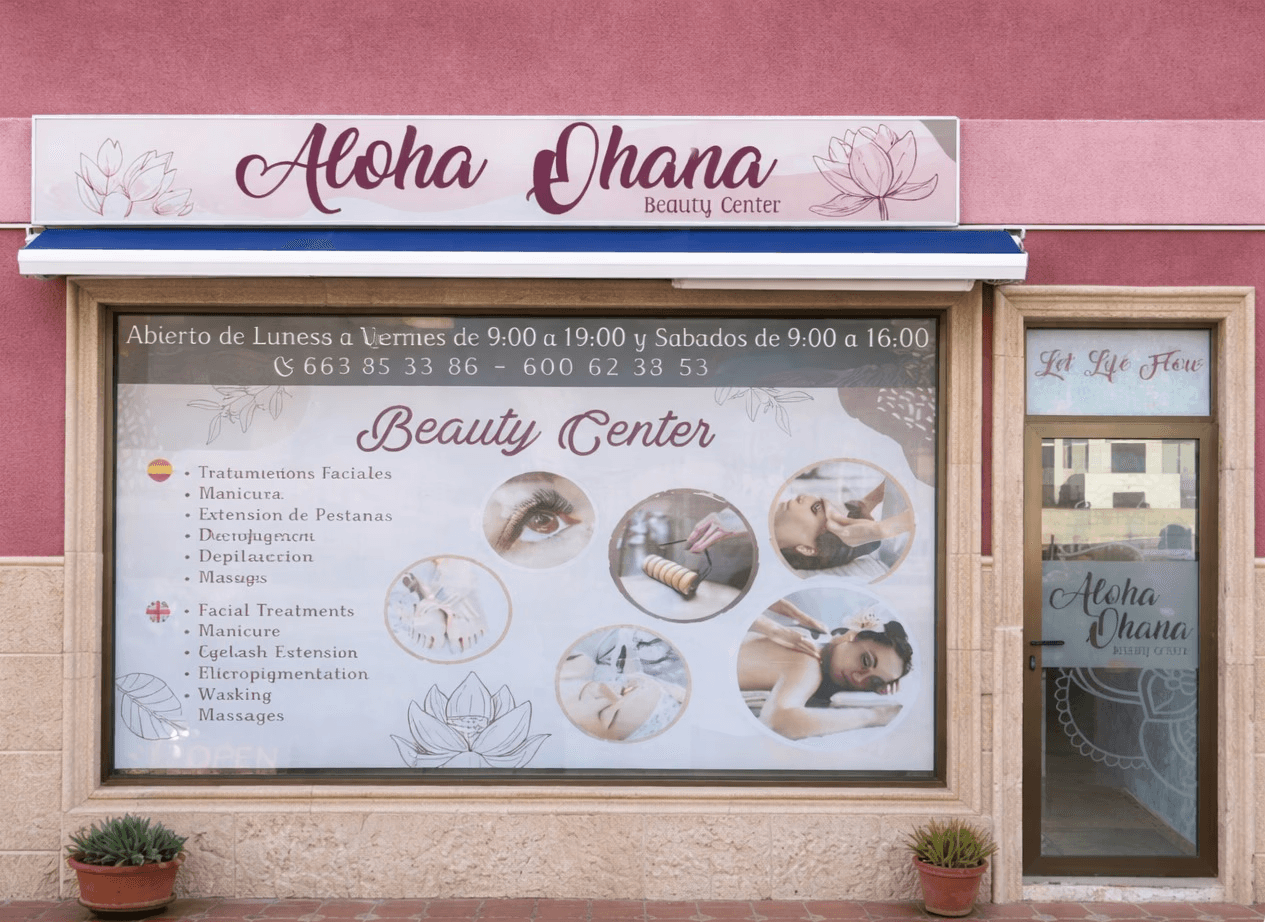 Entrada del salón de masajes Aloha Ohana, un espacio tranquilo y acogedor